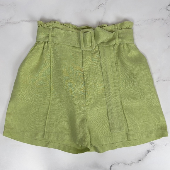 HOSBJERG | Babette Sarah Shorts Linen Belted A-Line High Waisted Pistachio Sage - Picture 1 of 15